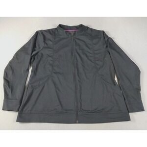 Healing Hands Purple Label Scrub Jacket Womens 2X Black Zip Nursing Workwear
